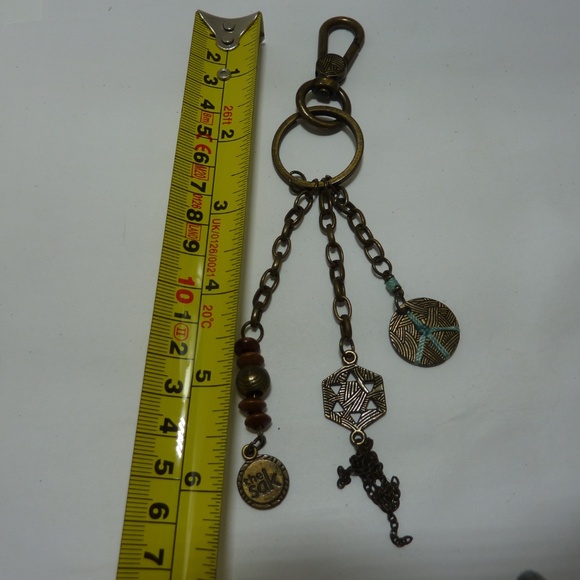 The Sak Purse Handbag Charms Antique Metal Key Chain Boho Peace Sign - Picture 3 of 3